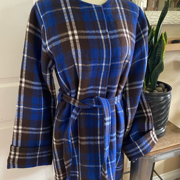 NWT!- plaid wool blend wrap coat Nordstrom - Picture 3 of 12